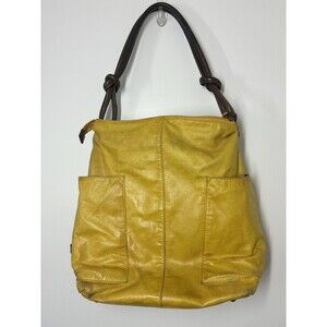 Ellington Shoulder Bag Womens Large Yellow Italian Leather Zip Pockets Straps